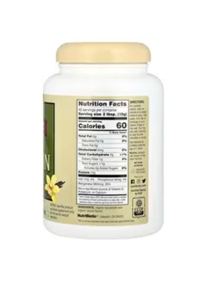 NutriBiotic, Organic Rice Protein Powder, Vanilla, 1 lb 5.16 oz (600 g) - Image 2